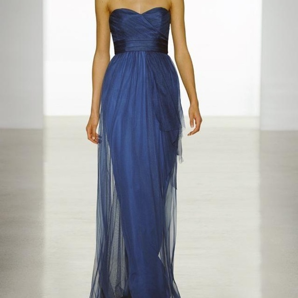 Amsale Pacific Tulle G835u Bridesmaid Draped Gown 12 - Picture 3 of 15